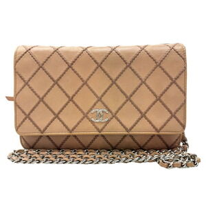 CHANEL Wild Stitch Chain Shoulder Bag Bag Beige Tan Leather Shoulder